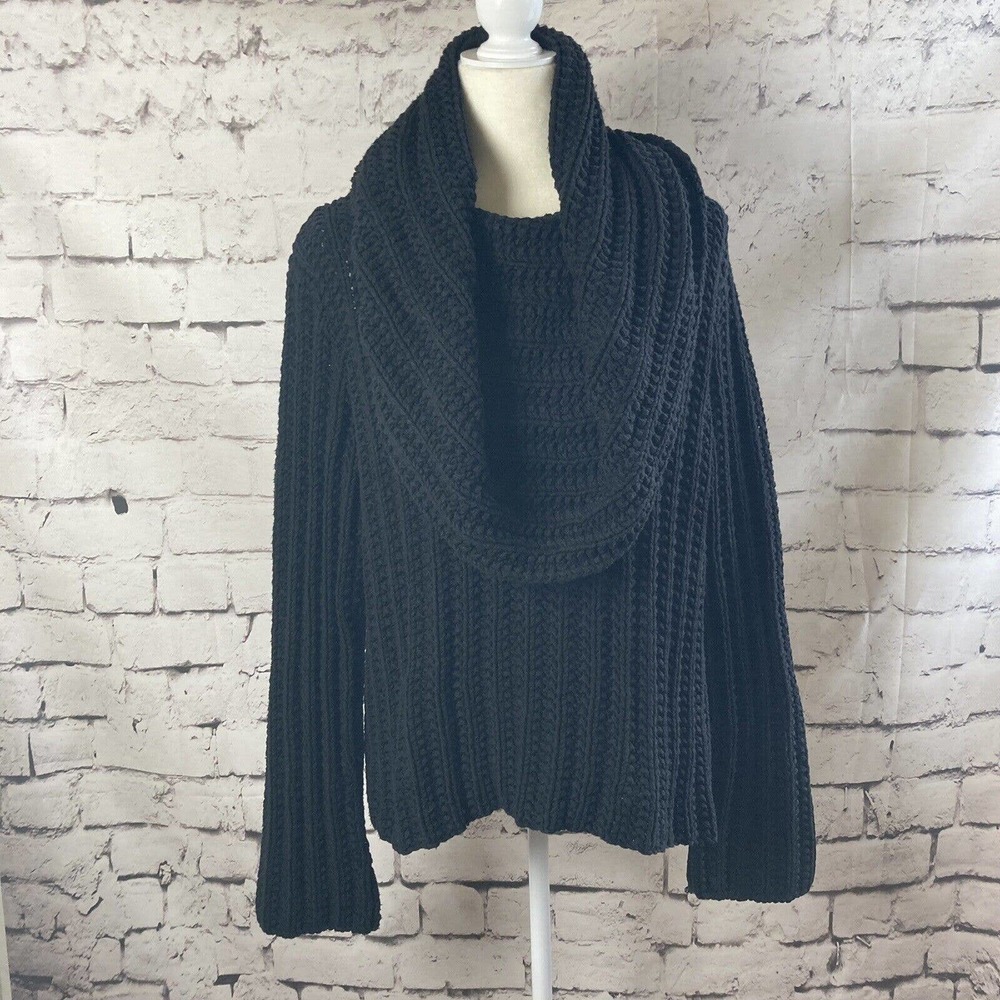 Sutton Studio chunky knit Cowl Neck sweater black women’s size Large‎ Petite